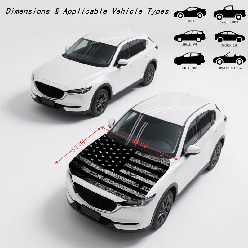 Tobethay Car Hood Flag Cover - 59x51 in Car Hood Cover Eagle Flag with 2 Adjustable Fasteners, Patriotic American Flag Bonnet Banner Universal Fit for Trucks, SUV, 250th Anniversary Flag - Image 2